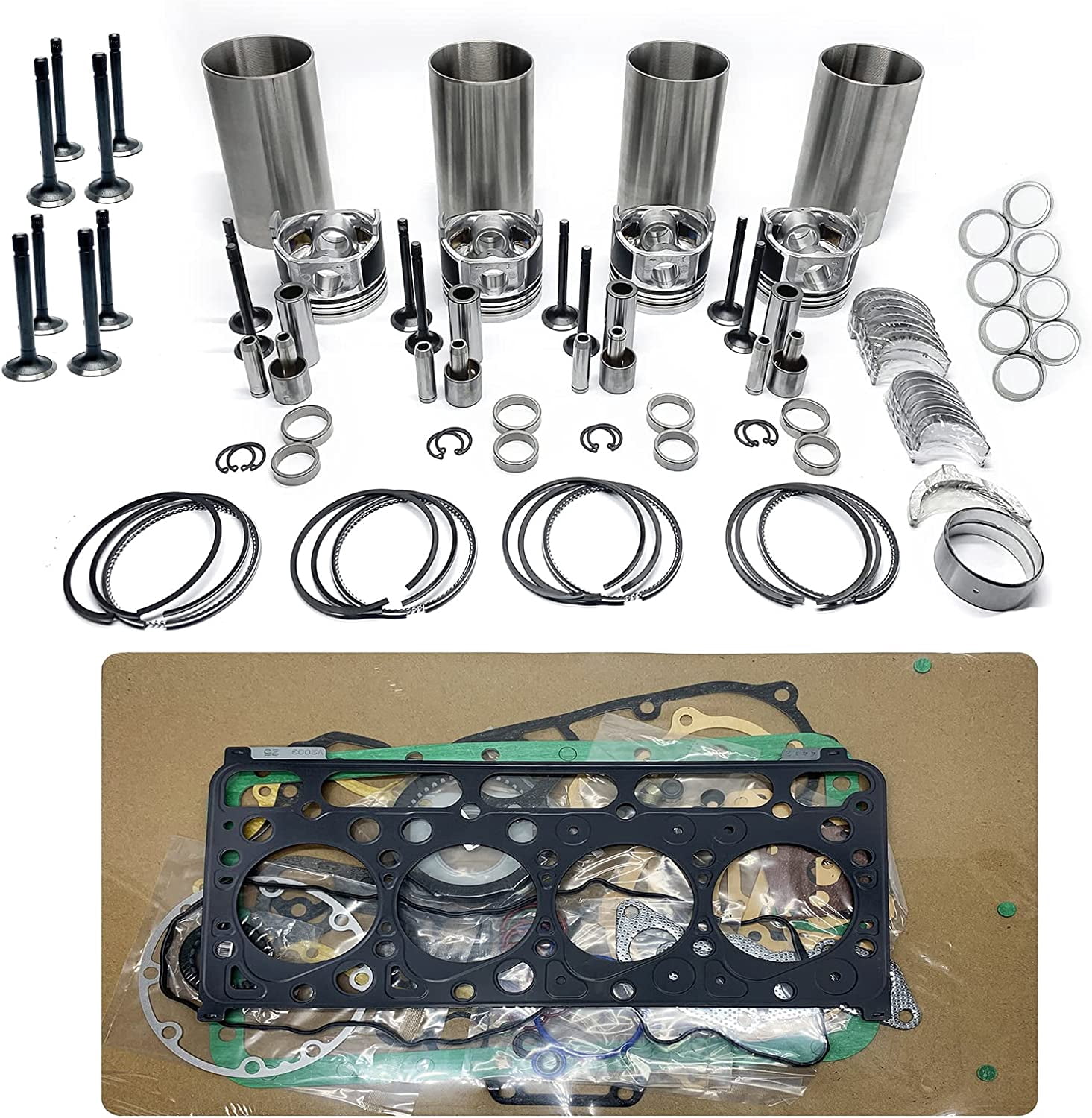 Seapple 4D56U 4D56TDI New Engine Rebuild Kit Compatible with Mitsubishi Engine L200 Triton 16 Valve DOHC Set