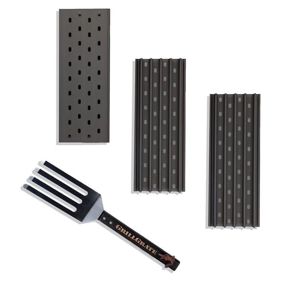 Sear Grates for 850/1300 Pellet Grill - Hard Anodized Aluminum Grill Accessories - 3 Panel 15 Interlocking Set with Tool - Even Heat