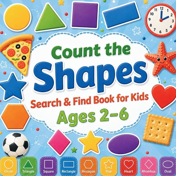 Search & Find Count the Shapes!: A Fun Shape Counting Activity Book for Kids Ages 2-6. Circles, Squares, Triangles, Stars and More! Le, (Paperback)