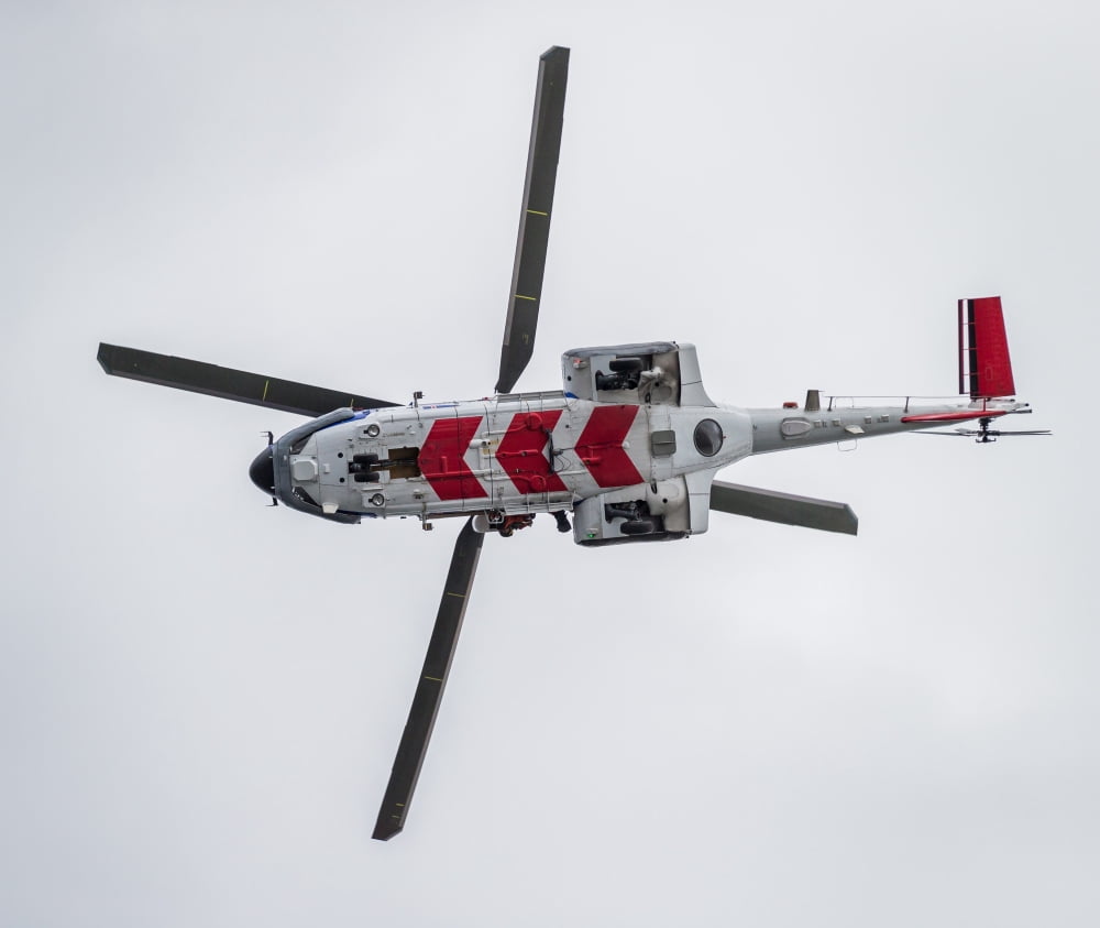 Search and Rescue Helicopter - TF-LIF Icelandic Coast Guard on a training mission using the TF-LIF Aerospatiale Super Puma AS-332L1 Reykjavik Iceland Canvas Art - Panoramic Images (36 x 32)