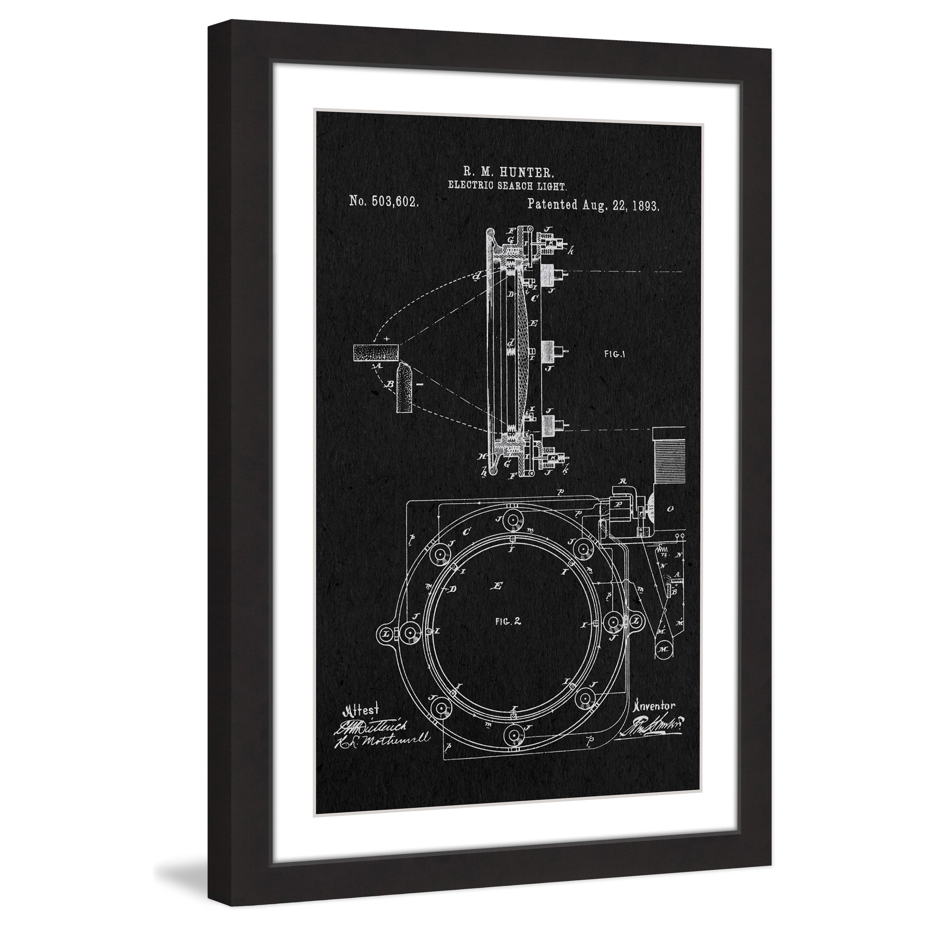 "Searchlight 1893 Black Paper" Framed Painting Print