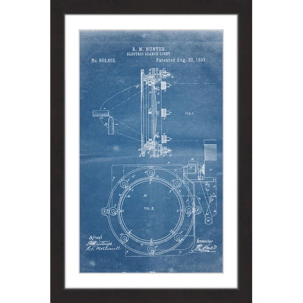 "Searchlight 1893 Blueprint" Framed Painting Art Print