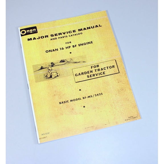 Sears Ss/16 Twin 917.25750 Onan Bf Ms Engine Garden Tractor Service Parts Manual