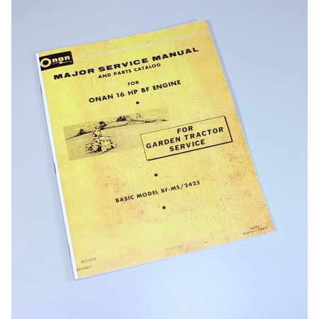 Sears Ss/16 Twin 917.25950 Onan Bf Ms Engine Garden Tractor Service Parts Manual