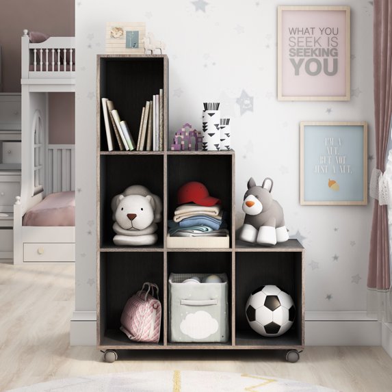 Seas 9-Shelf Wood Bookcase with Wheels, Cappuccino