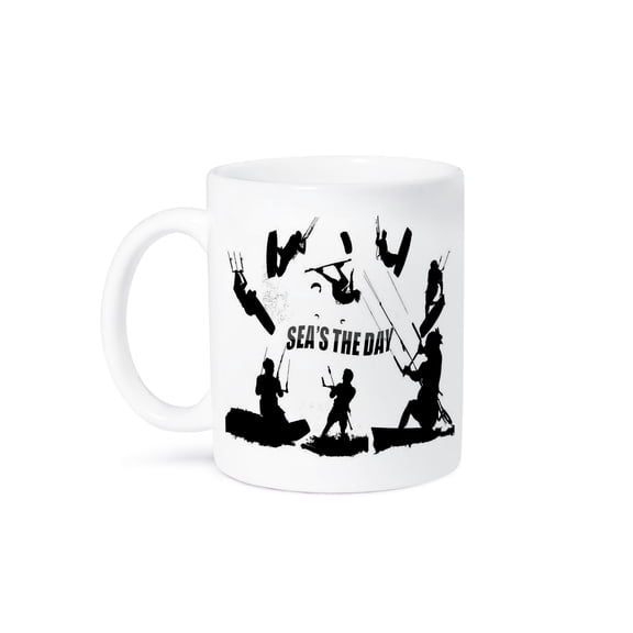 3dRose, Seas The Day Kitesurfing Vector, 11oz Mug