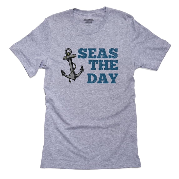 Seas The Day - Marine Sailing Boating Graphic Men's Grey T-Shirt