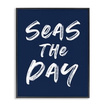 Seas The Day Sentiment Black Framed Giclee Art, design by Lettered and Lined