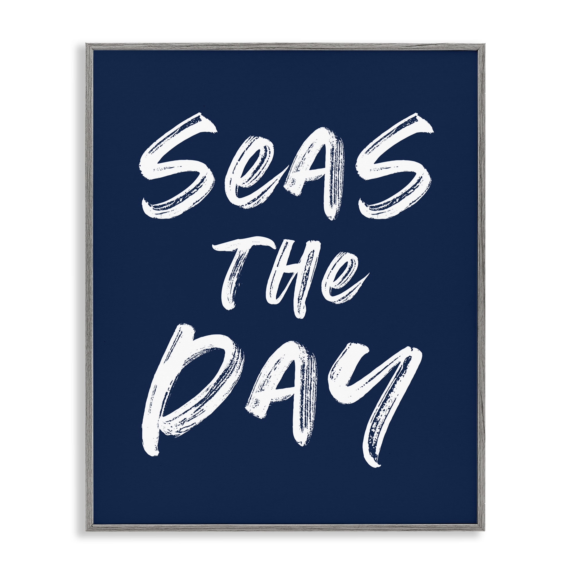 Seas The Day Sentiment Gray Framed Giclee Art, design by Lettered and Lined