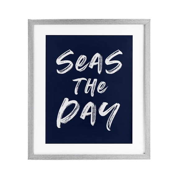Stupell Industries Coastal Seas The Day Sentiment Gray Framed Print Under Glass, 17 x 21, by Lettered and Lined