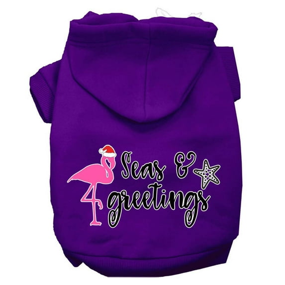 Christmas Pet Dog and Cat Hoodie Screen Printed, "Seas Greetings"