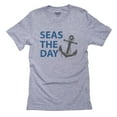 thumbnail image 1 of Seas the Day - Anchor with Rope - Seize the Day Boat Pun Men's Grey T-Shirt, 1 of 2