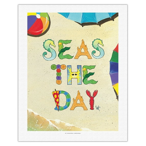 Seas the Day - Beach Sand Art - From an Original Color Painting by Scott Westmoreland - Fine Art Rolled Canvas Print 20in x 26in