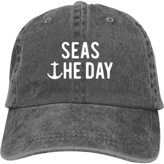 Seas the Day Boat Anchor Captain Baseball Cap Vintage Adjustable Washed Hats Cowboy Hats Denim Dad Hat for Men Women Boy Girl