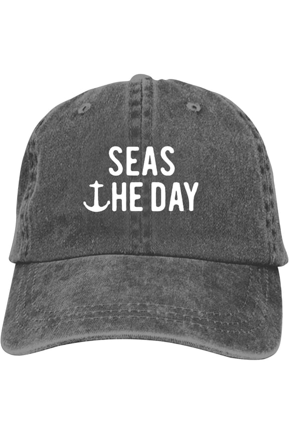 Seas the Day Boat Anchor Captain Baseball Cap Vintage Adjustable Washed Hats Cowboy Hats Denim Dad Hat for Men Women Boy Girl