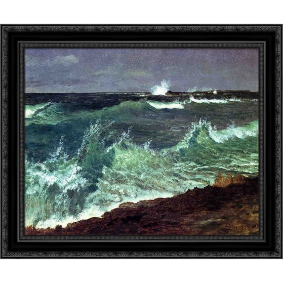 Seascape 24x20 Black Ornate Wood Framed Canvas Art by Bierstadt, Albert