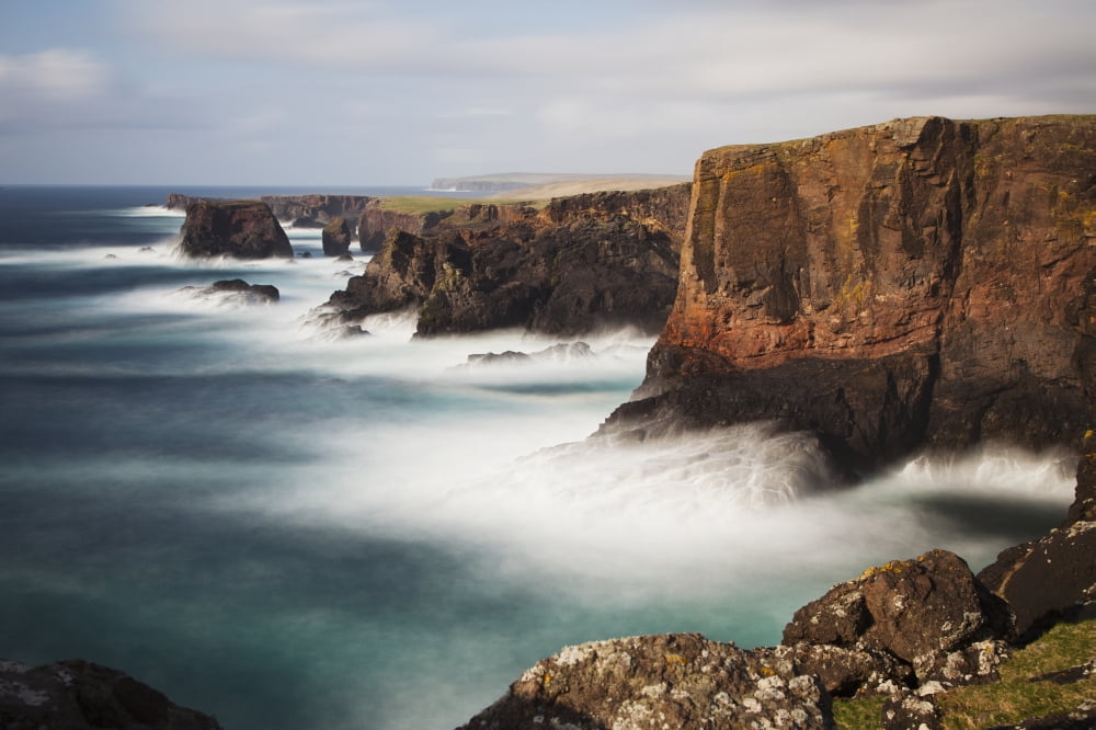 Seascape And Cliffs Shetland Scotland Canvas Art - John Short Design Pics (19 x 12)