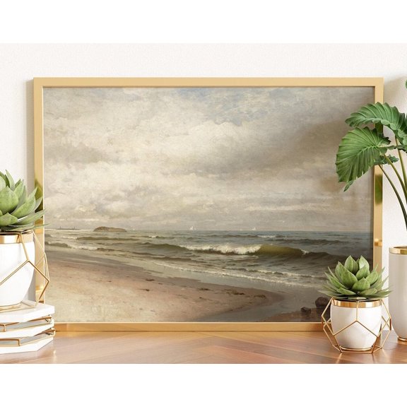 Seascape, Beach Wall Decor, Antique Art, Shipped Posters, Vintage Coastal Poster, Beach, Beach Poster, Coastal, Unframed Poster Size 12x18