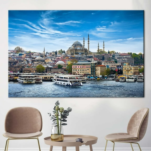 Seascape Canvas Art, Istanbul Artwork, Turkey Printed, View Art Canvas, Mosque Artwork, Landscape Canvas, Suleymaniye Mosque Poster, Canvas Wall Decor - Rolled Canvas
