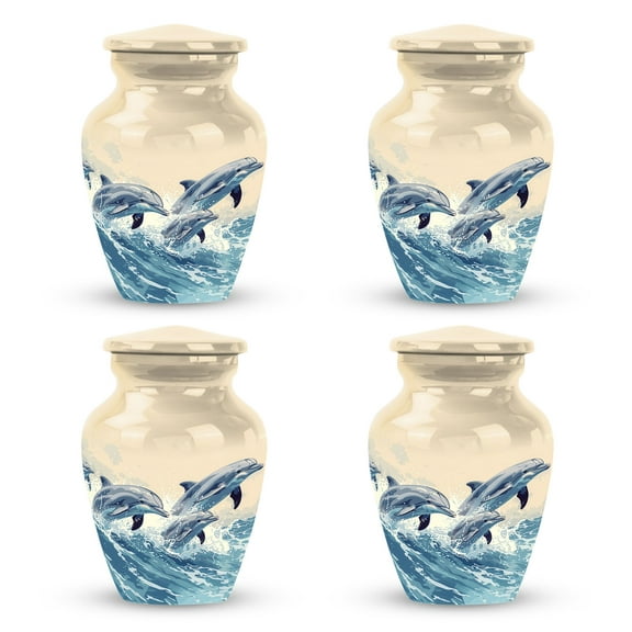 Seascape Dolphin Delight - Memorial Ashes - Urns For Ashes Adult Male - Cremation Urns For Burial - Funeral Urns For Human Ashes - Ashes Urns Human Remains (Size-3inch,4pcs)