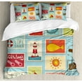 thumbnail image 2 of Rapport Nautical Seaside Beach Huts Duvet Cover Set – Double With Pillowcases 2 of 5