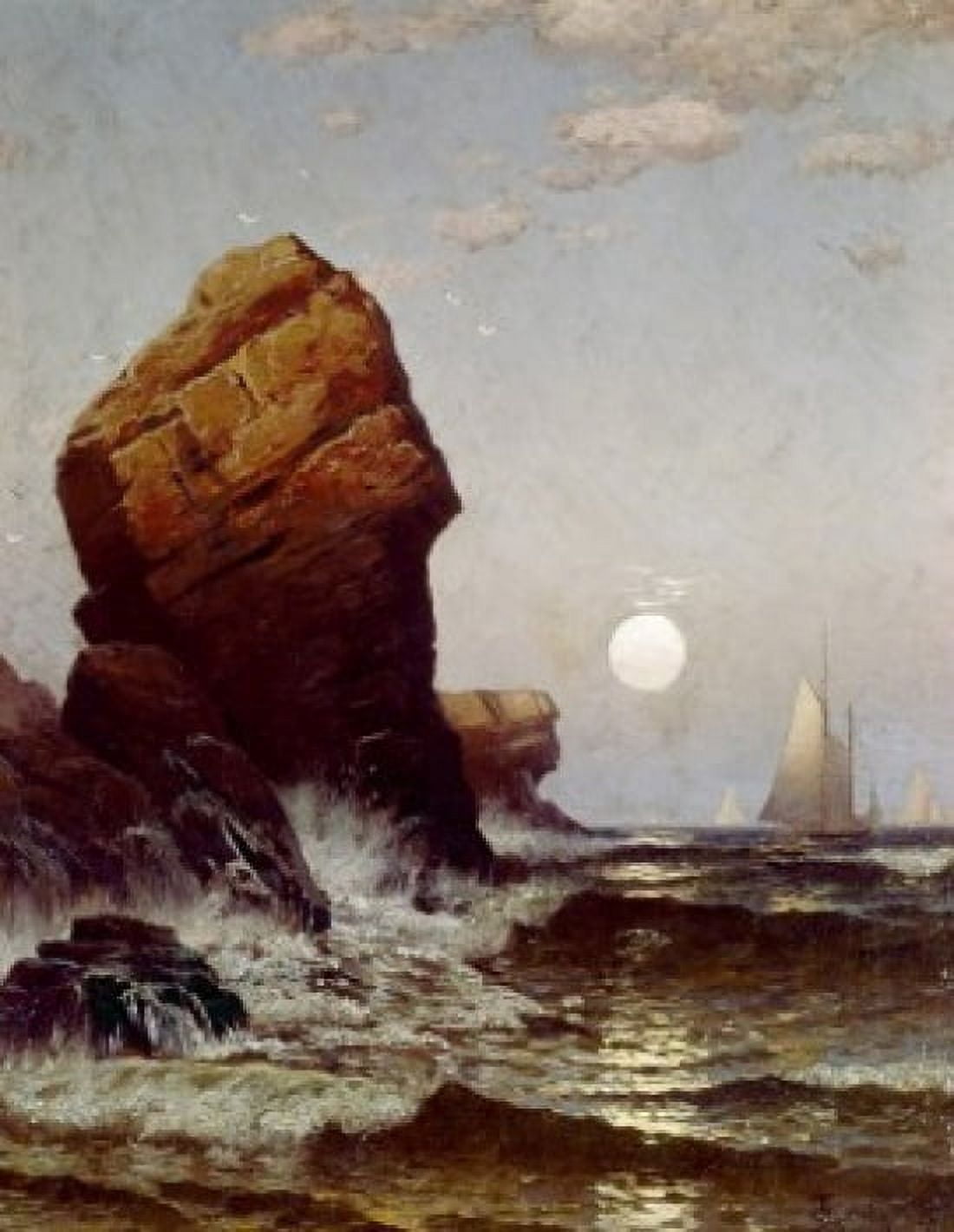 Seascape Early Evening Bridges John (1818-1854British) Canvas Art - John Bridges (18 x 24)