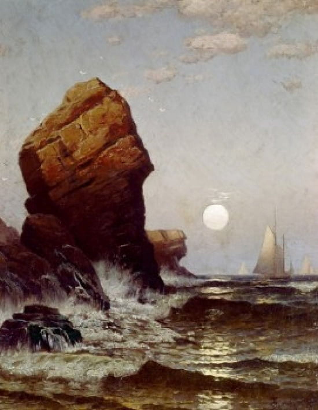 Seascape  Early Evening Bridges  John (1818-1854British) Canvas Art - John Bridges (24 x 36)
