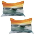 thumbnail image 1 of Seascape Knitted Quilt Pillowcover Set of 2, Sunset over Wavy Ocean Tranquil Moment Scenery Tropical Sea and Tangerine Sky, Standard Queen Pillow Sham Bedroom, 30" x 20", Multicolor, by Ambesonne, 1 of 1