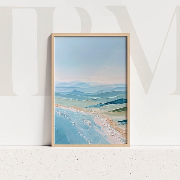 Seascape Ocean Waves Artwork Coastal Horizon Print Beach Landscape Art Shoreline Wall Home Decor #516, Unframed Canvas Size 24x36