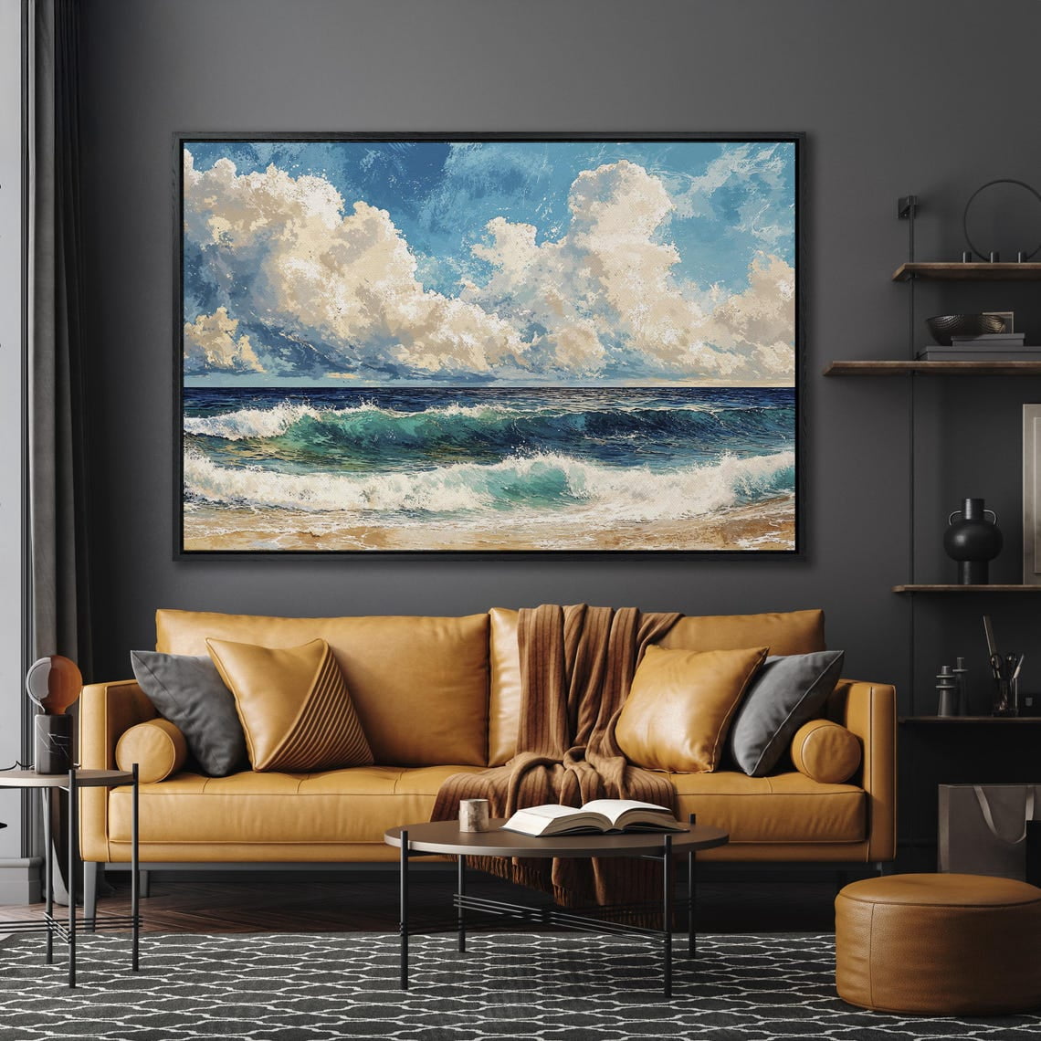 Seascape Poster, Coastal Artwork, Ocean Waves Poster, Calming Decor ...