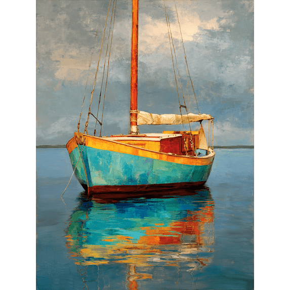 Seascape Sailboat Canvas Print Wall Art for Living Room Office Bathroom Entryway Den