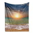 thumbnail image 1 of Seascape Soft Flannel Fleece Throw Blanket, Panorama of Sunset over Ocean Horizon and Sand Beach Fluffy Clouds in Sky, Cozy Plush for Indoor and Outdoor Use, 50" x 60", Multicolor, by Ambesonne, 1 of 5