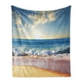 thumbnail image 1 of Seascape Soft Flannel Fleece Throw Blanket, Summer Day Wave Foams on Sands and Sea Horizon, Cozy Plush for Indoor and Outdoor Use, 50" x 70", Multicolor, by Ambesonne, 1 of 5
