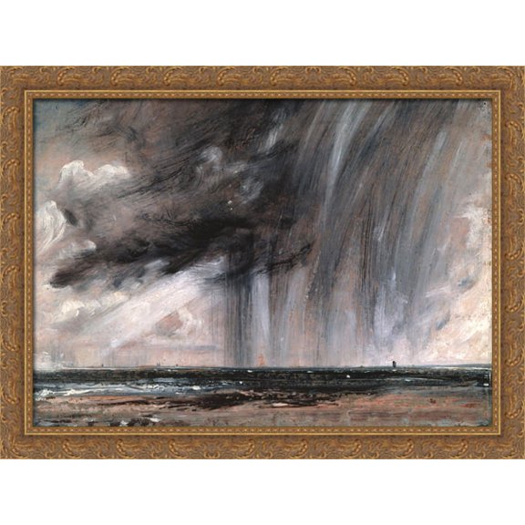 Seascape Study with Rain Cloud 36x28 Large Gold Ornate Wood Framed Canvas Art by John Constable