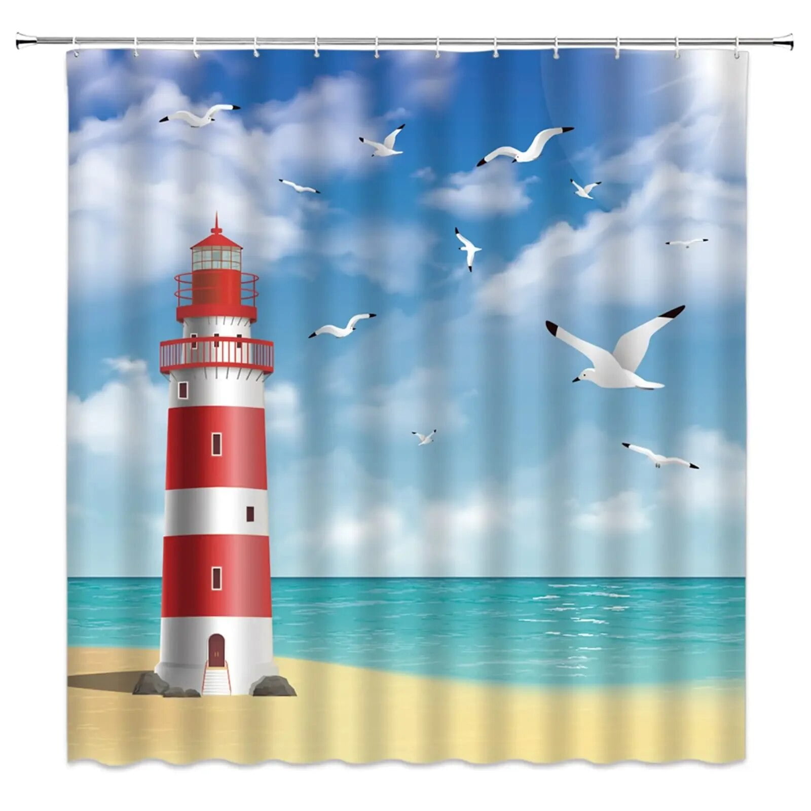 Seascape Wall Decor Portland Head Lighthouse Shower Curtain Landscape