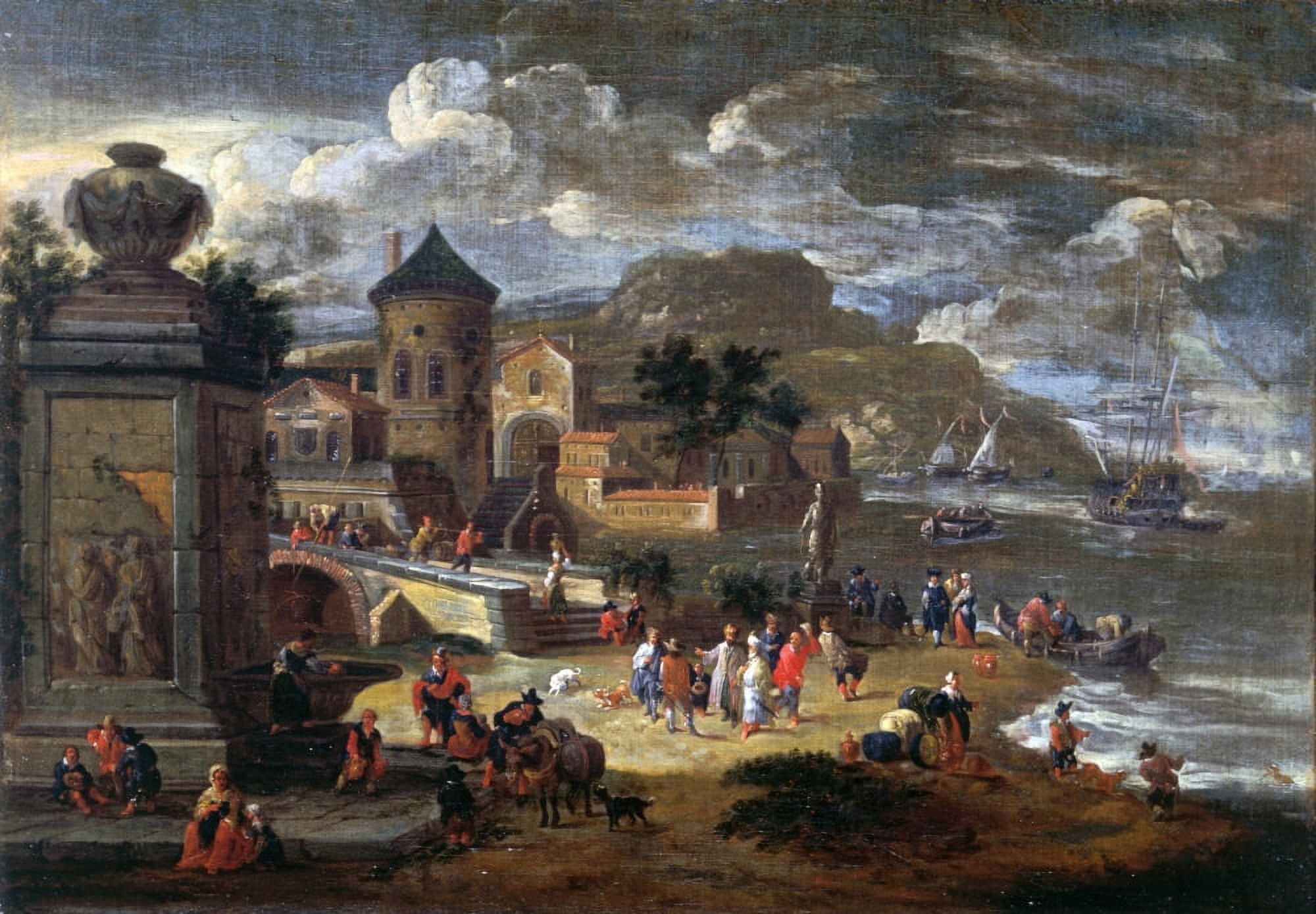 Seascape With An Arbour And Merchants From The East Canvas Art -  (36 x 24)