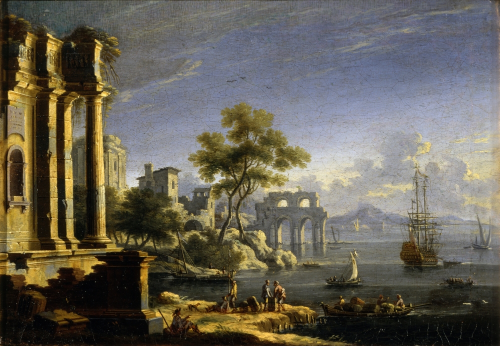 Seascape With Ruins And Dawn Treader Canvas Art - (36 x 24)