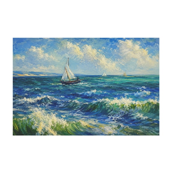Seascape at Saintes Maries Ocean Canvas Wall Art Classical Oil Painting Reproduction for Bedroom Bathroom Kitchen Home Decorations 12*18in