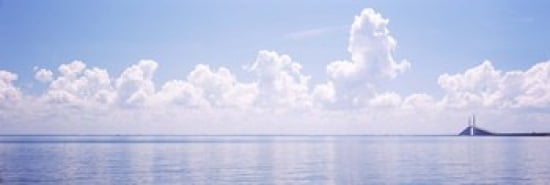 Seascape with a suspension bridge in the background Sunshine Skyway Bridge Tampa Bay Gulf of Mexico Florida USA Canvas Art - Panoramic Images (36 x 12)