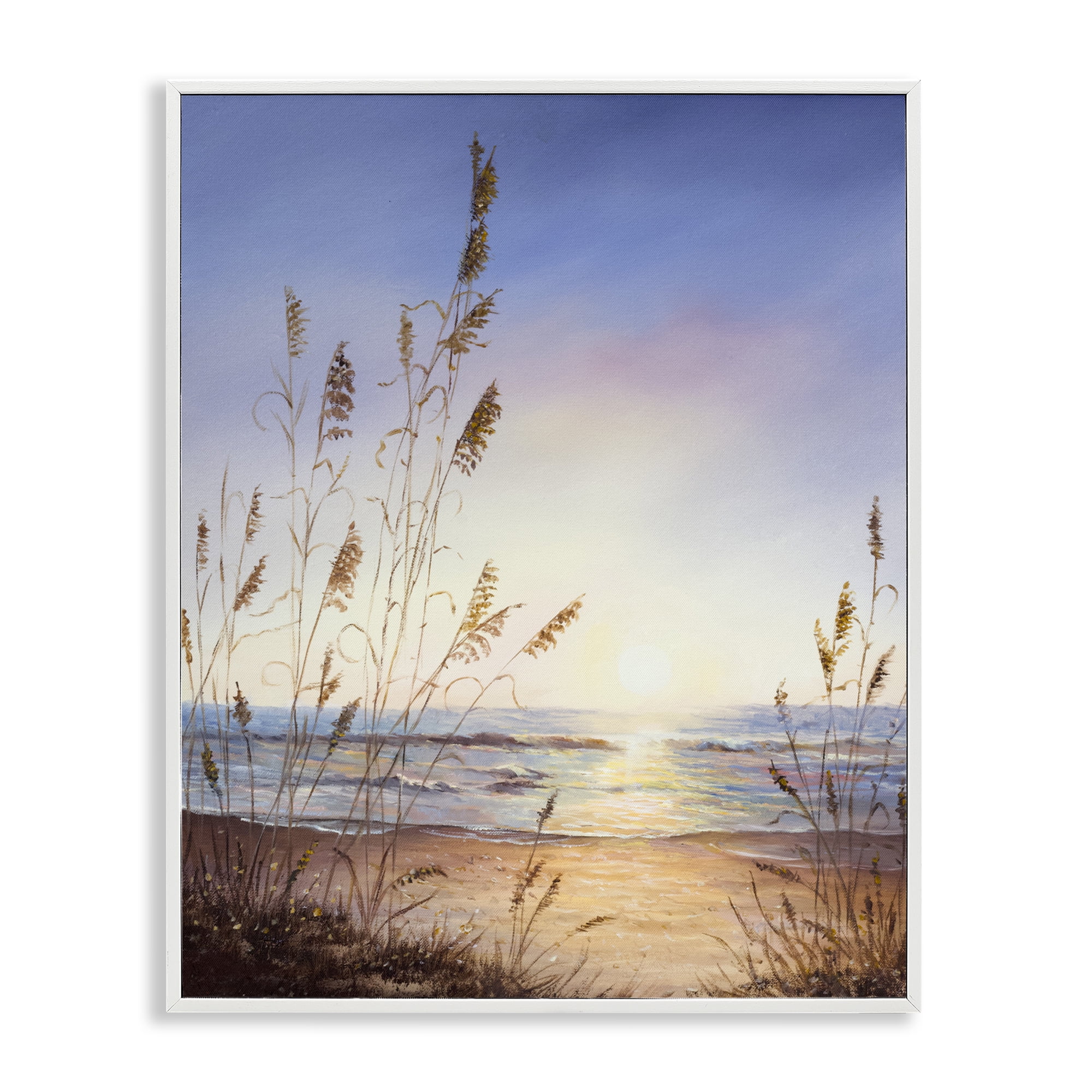 Seascape with Sunlit Grasses White Framed Giclee Art, design by Michelle Faber