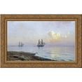 thumbnail image 1 of Seascape with sailboats 24x16 Gold Ornate Wood Framed Canvas Art by Lev Lagorio, 1 of 2