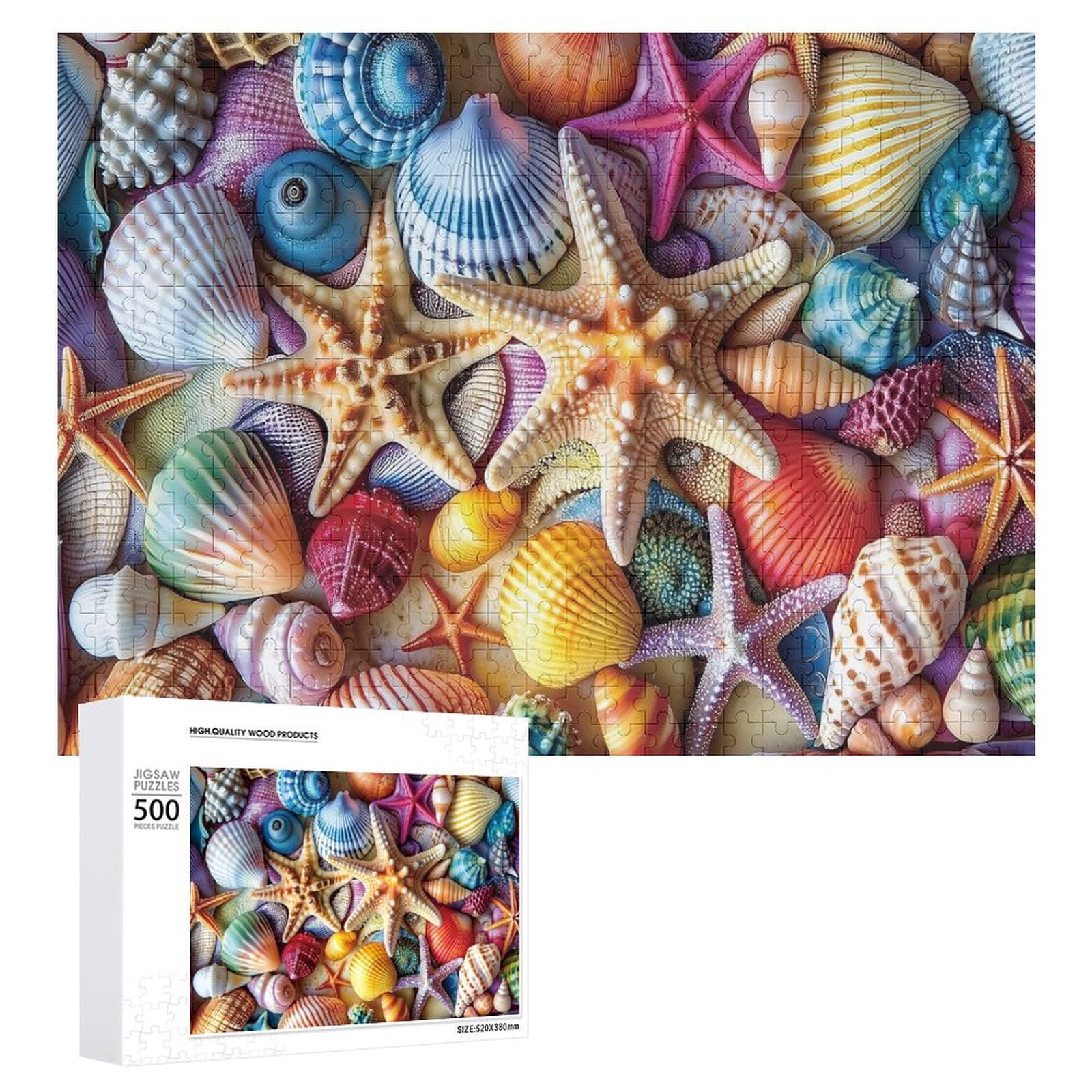 Seashell 500 Piece Puzzle for Adults Colorful Ocean Jigsaw Puzzle