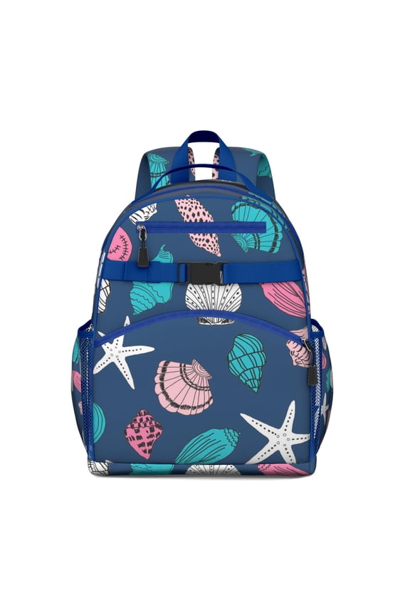 Seashell Beach Backpack Waterproof School Bag with Ergonomic Design & Adjustable Straps for Teens Students Travel