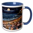 thumbnail image 1 of 3drose, Seashell Beach Night Scene Background, 11oz Two-tone Blue Mug, 1 of 6