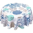 thumbnail image 1 of Seashell Beach Round Tablecloth 60 Inch, Waterproof Stainproof Spillproof Table Cloths Wrinkle Resistant, Washable Polyester Summer Sea Table Cloth Round Cover for Dining/Party/Picnic/Holiday, 1 of 6