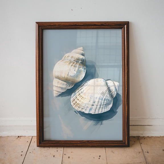 Seashell Beach Shell Print Blue Coastal Decor Kitchen Prints Beach House Wall Art Summer Wall Decor
