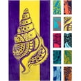thumbnail image 1 of Seashell Beach Towel (34 X 63) - Purple & Yellow Travel Towel Made From 100% Cotton - Unique Adult With Tropical Design - Compact, 1 of 6