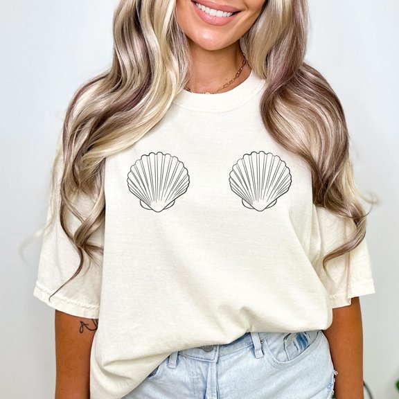 Seashell Bikini Shirt Ocean Ladies Tee Mermaid Core Shirt Beachy Tee Crustaceancore Shirt