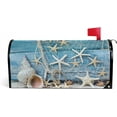 thumbnail image 1 of Seashell Blue Wood White Sand Magnetic Mailbox Cover MailWraps Garden Yard Home Decor for Outside Standard Size-18"x 20.8", 1 of 5