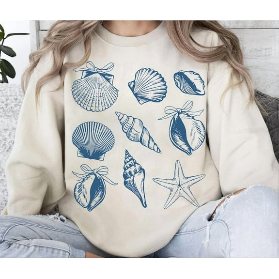 Seashell Bundle, Nautical Starfish, Summer Beach Design SWEATSHIRT All Size S-5XL
